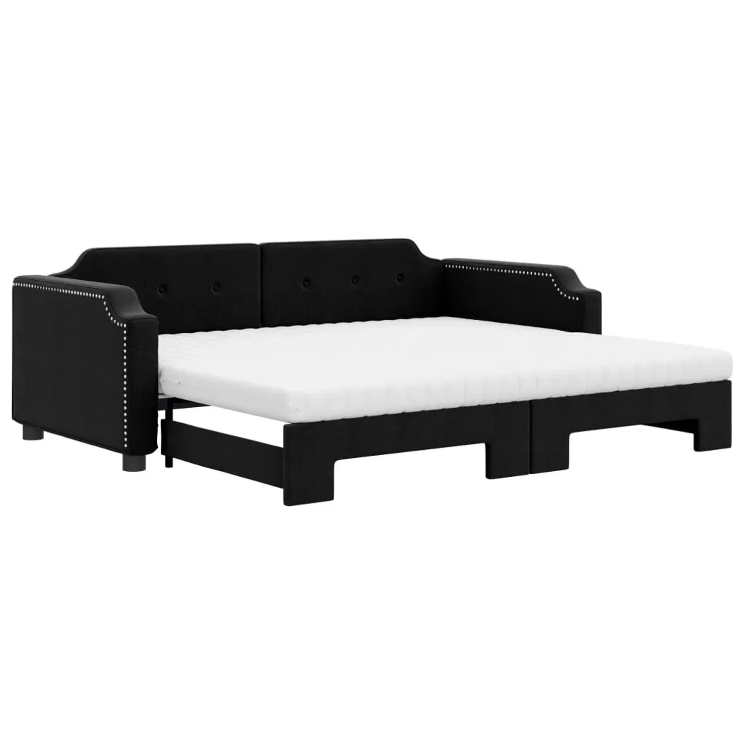 Bild von vidaXL Tagesbett Ausziehbar mit Matratzen Schwarz 100x200 cm Stoff1886865