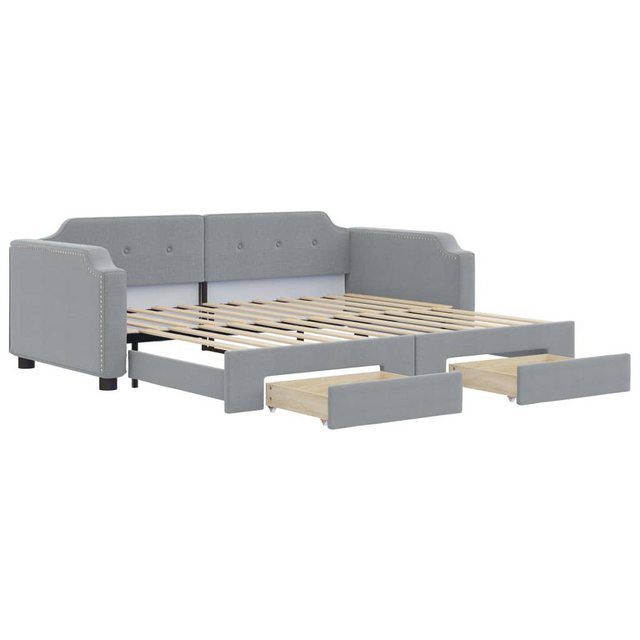 Bild von vidaXL Tagesbett Ausziehbar mit Schubladen Hellgrau 80x200 cm Stoff1886511