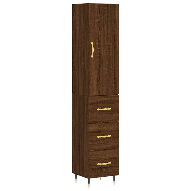 Bild von vidaXL Highboard Highboard Braun Eichen-Optik 34,5x34x180 cm Holzwerkstoff (1 St)