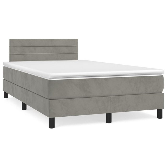 Bild von vidaXL Boxspringbett mit Matratze Hellgrau 120x200 cm Samt1389968