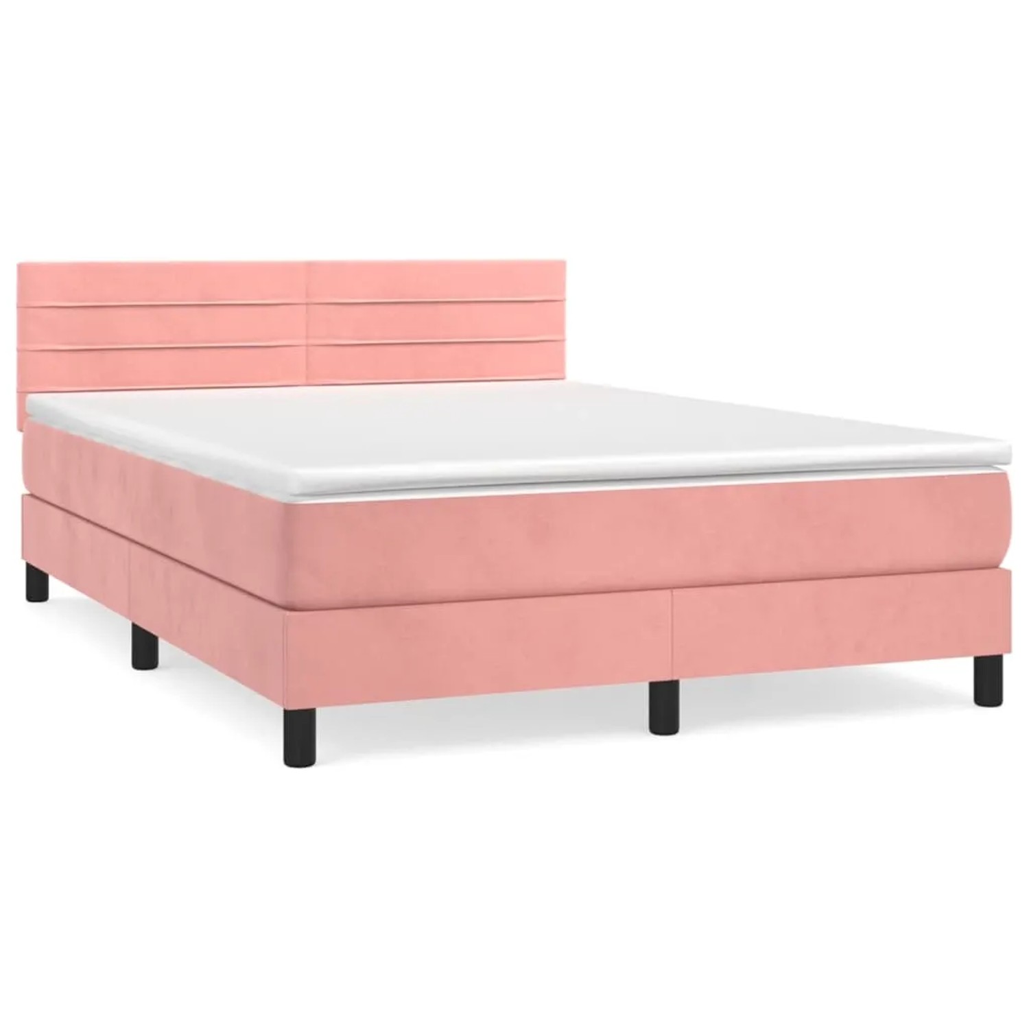 Bild von vidaXL Boxspringbett mit Matratze Rosa 140x200 cm Samt1389976