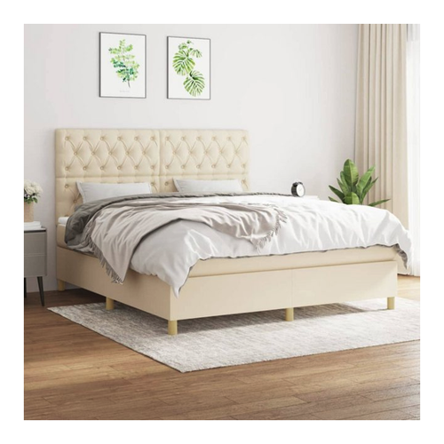 Bild von vidaXL Boxspringbett mit viskoelastischer Matratze, cremefarben, 160 x 200 cm