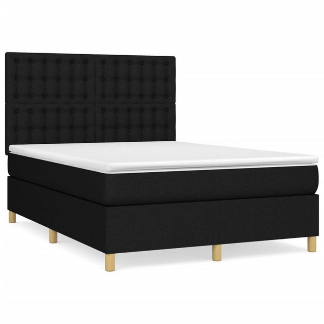 Bild von vidaXL Boxspringbett mit Matratze Schwarz 140x200 cm Stoff1400136