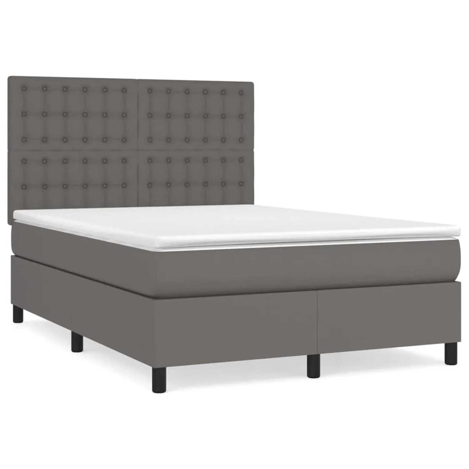 Bild von vidaXL Boxspringbett mit Matratze Grau 140x190 cm Kunstleder1466107