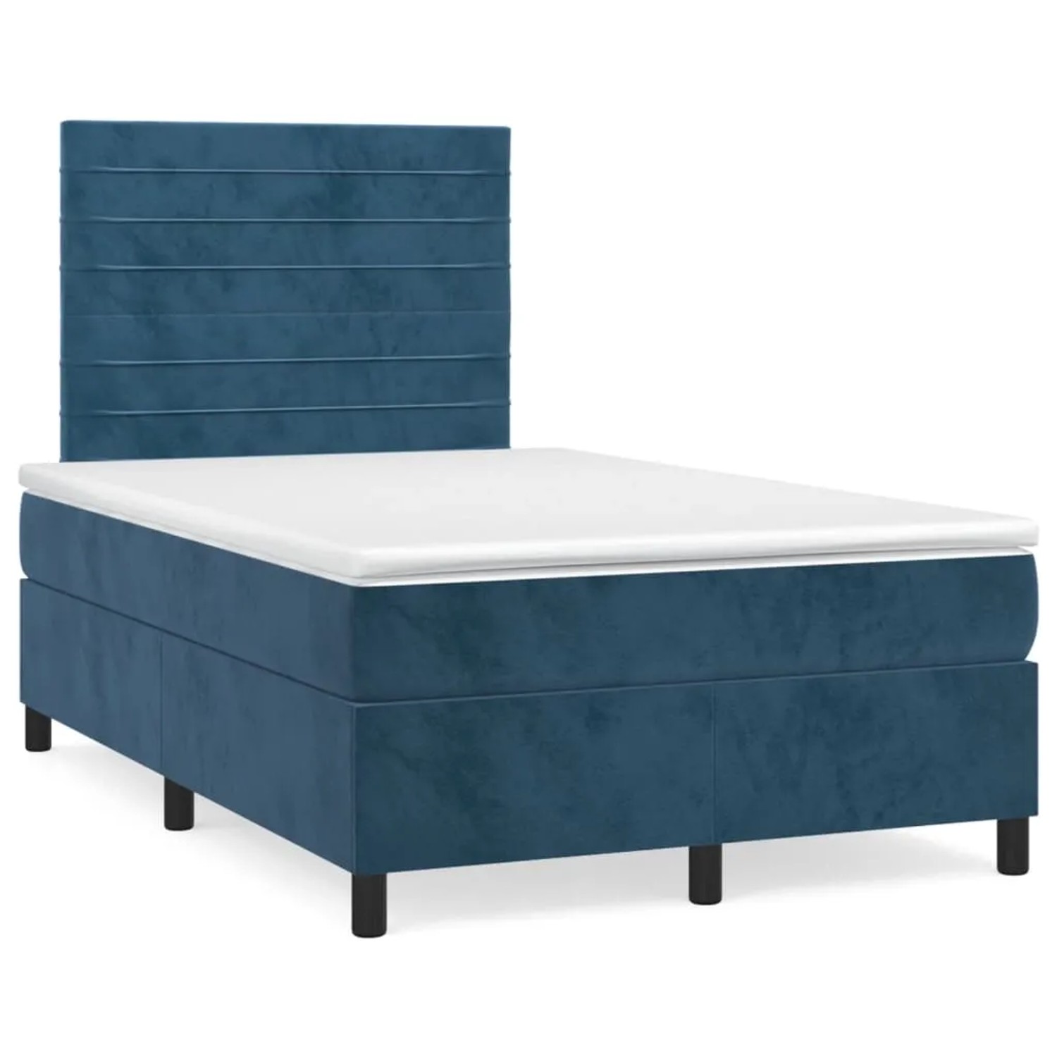 Bild von vidaXL Boxspringbett, Boxbett mit Matratze Dunkelblau 120x200 cm Samt