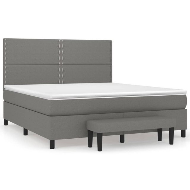 Bild von vidaXL Boxspringbett Boxspringbett mit Matratze Dunkelgrau 160x200 cm Stoff Bett Bettgestel