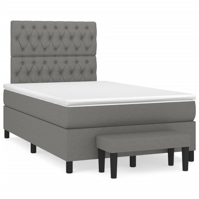 Bild von vidaXL Boxspringbett Boxspringbett mit Matratze Dunkelgrau 120x200 cm Stoff Bett Bettgestel