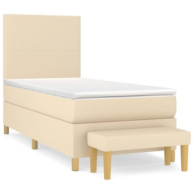Bild von vidaXL Boxspringbett Boxspringbett mit Matratze Creme 90x200 cm Stoff Bett Bettgestell