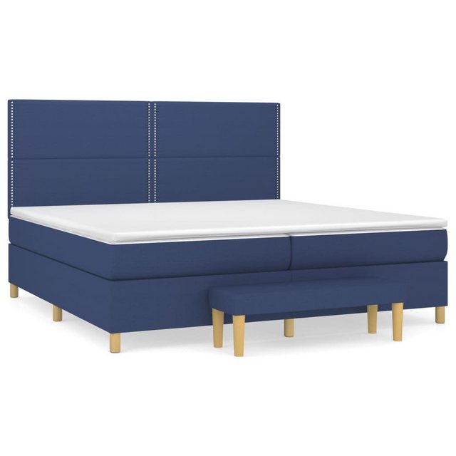 Bild von vidaXL Boxspringbett Boxspringbett mit Matratze Blau 200x200 cm Stoff Bett Bettgestell