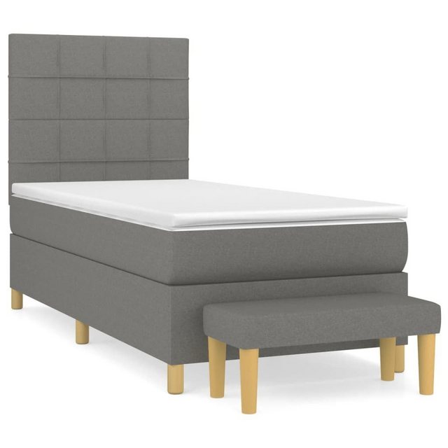 Bild von vidaXL Boxspringbett Boxspringbett mit Matratze Dunkelgrau 90x190 cm Stoff Bett Bettgestell