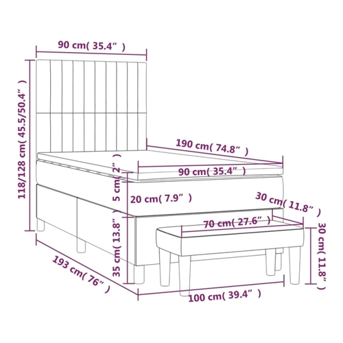 Bild von vidaXL Boxspringbett 120x200cm mit Matratze - Modellnummer 3137307