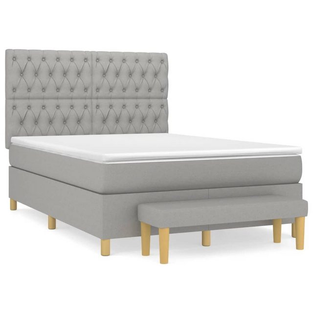 Bild von vidaXL Boxspringbett Boxspringbett mit Matratze Hellgrau 140x190 cm Stoff Bett Bettgestell