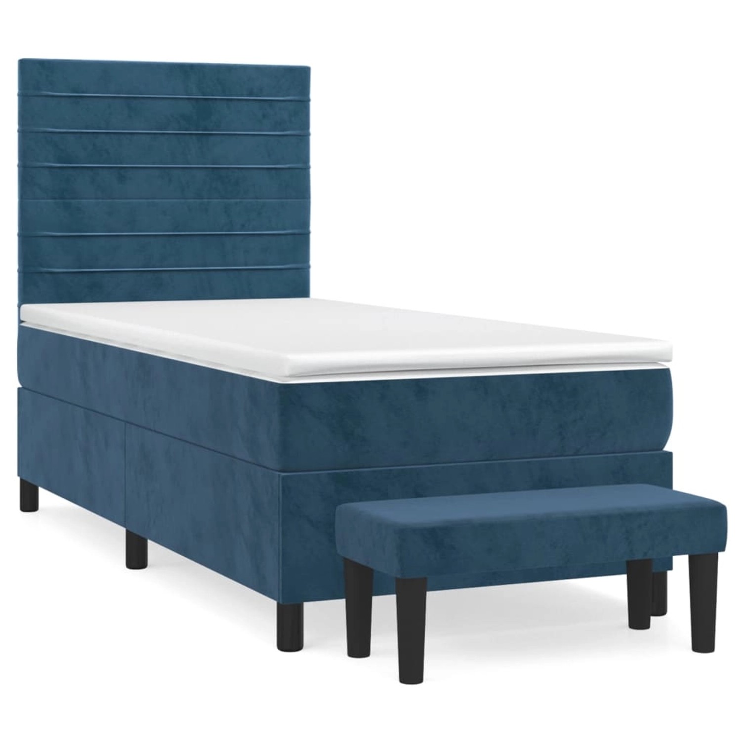 Bild von vidaXL Boxspringbett mit Matratze Dunkelblau 90x190 cm Samt1535574