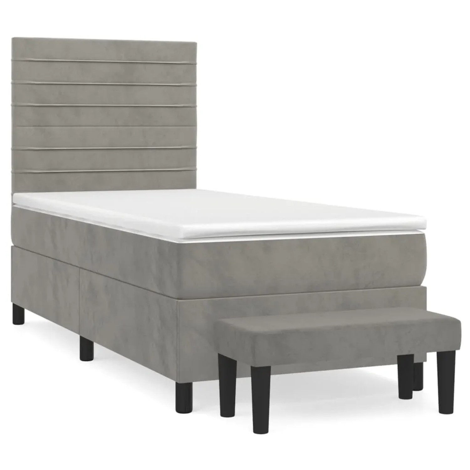 Bild von vidaXL Boxspringbett mit Matratze Hellgrau 90x200 cm Samt1537255