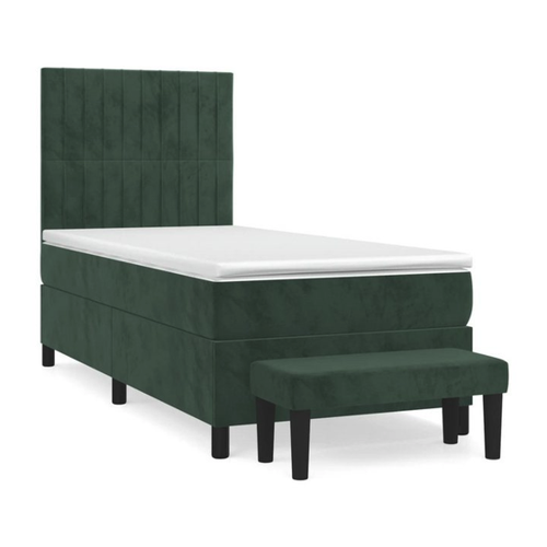 Bild von vidaXL Boxspringbett mit Matratze und Fusshocker (90 x 190 cm, Grün)