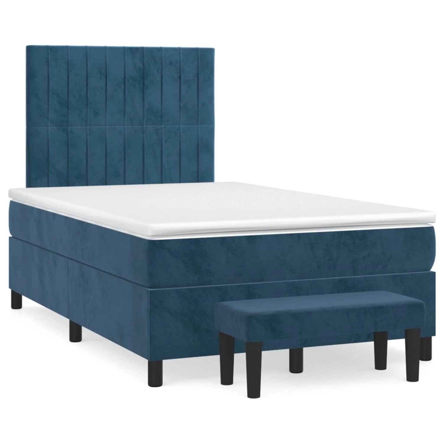 Bild von vidaXL Boxspringbett mit Matratze Dunkelblau 120x200 cm Samt1466523