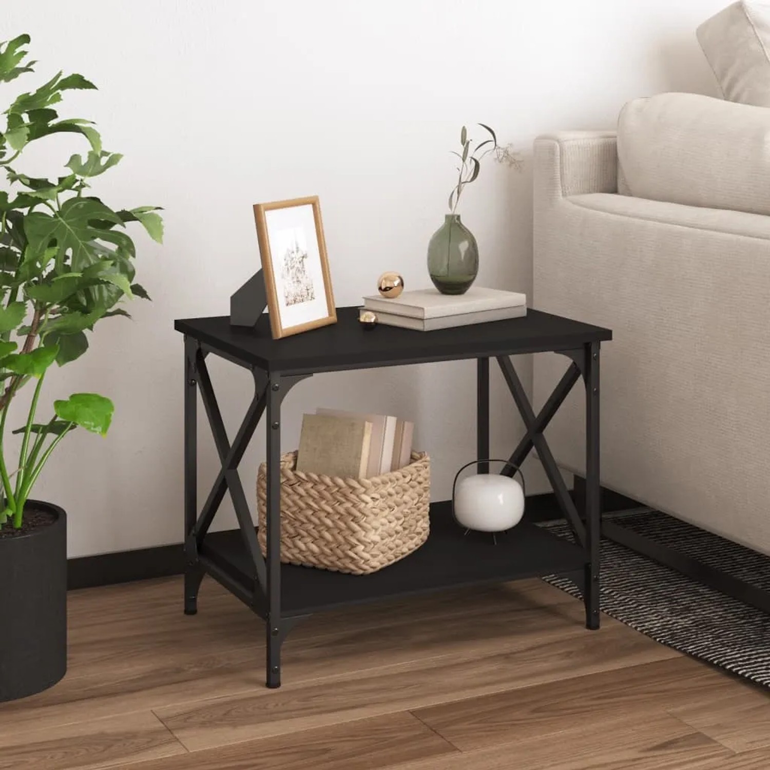 Bild von vidaXL Beistelltisch Schwarz 55x38x45 cm Holzwerkstoff Modell 1