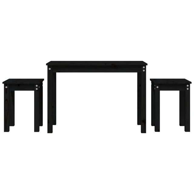 Bild von vidaXL Beistelltisch Satztische 3 Stk. Schwarz Massivholz Kiefer (3-St)