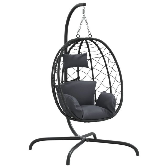 Bild von vidaXL Hollywoodschaukel Hängesessel Ei mit Kissen Anthrazit Poly Rattan & Stahl, 1 tlg.