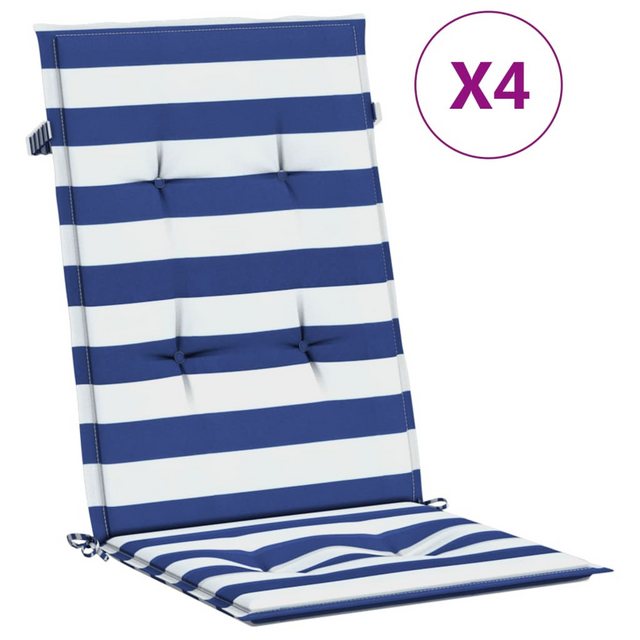 Bild von Vidaxl - Hochlehner-Auflagen 4 Stk. Blau & Weiß Gestreift Stoff