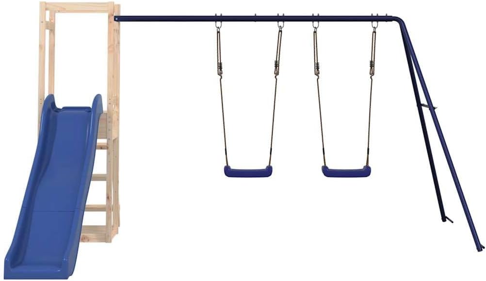 Bild von vidaXL Spielturm, Klettergerüst mit Rutsche Schaukel Kletterwand, Kinder Kletterturm, Spiel-Zubehör für Garten, Holz Spielplatz, Massivholz Kiefer