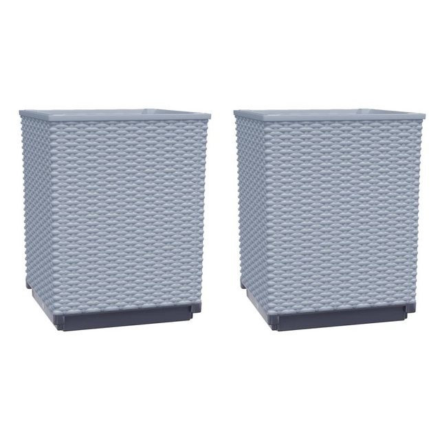 Bild von vidaXL Blumentopf Pflanzkübel 2 Stk. Hellgrau 30x30x37 cm Polypropylen (2 St)