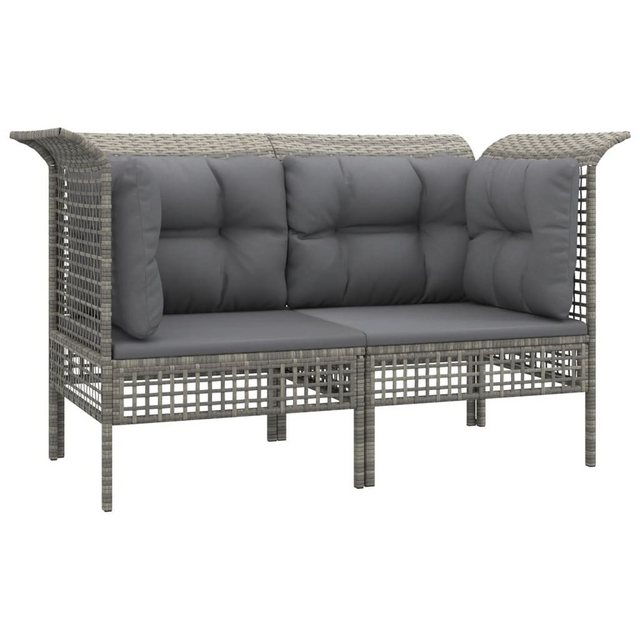 Bild von vidaXL Garten-Ecksofas mit Kissen 2 Stk. Grau Poly Rattan