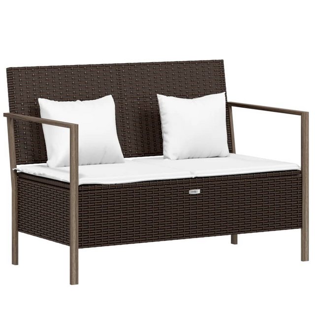 Bild von vidaXL Gartenbank Gartenbank 2-Sitzer mit Kissen Braun Poly Rattan (1-St)