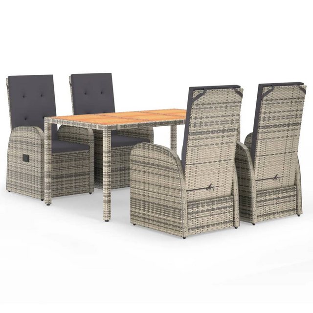 Bild von vidaXL 5-tlg. Garten-Essgruppe mit Kissen Poly Rattan Grau