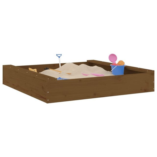Bild von vidaXL Sandkasten, Quadratisch Sandkiste mit Sitzen, Sandbox mit bodenlosem Design, Holz Spielzeug für Garten Outdoor, Honigbraun Massivholz Kiefer
