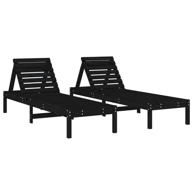 Bild von VidaXL, Liegestuhl, Sonnenliegen 2 Stk. Schwarz 199,5x60x74 cm Massivholz (199.50 cm)