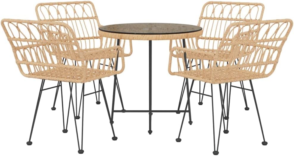 Bild von vidaXL Gartenmöbel 5-TLG. Gartengarnitur Sitzgruppe Gartenset Sitzgarnitur Gartentisch Gartenstuhl Tisch Stuhl Esstisch Poly Rattan