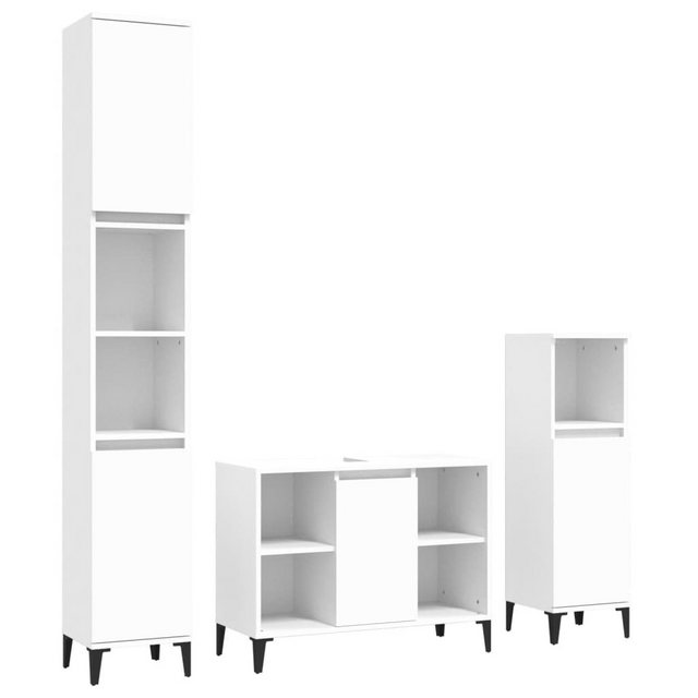 Bild von vidaXL Badezimmer-Set 3-tlg. Badmöbel-Set Weiß Holzwerkstoff, (3-St)