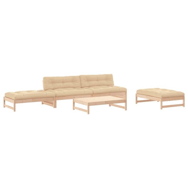 Bild von vidaXL Gartenlounge-Set 5-tlg. Garten-Lounge-Set mit Kissen Massivholz, (5-tlg)