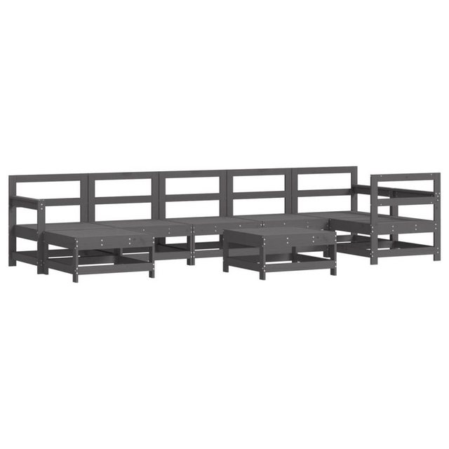 Bild von vidaXL Gartenlounge-Set 8-tlg. Garten-Lounge-Set Grau Massivholz Kiefer, (8-tlg)