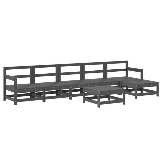 Bild von vidaXL Gartenlounge-Set 7-tlg. Garten-Lounge-Set Grau Massivholz Kiefer, (7-tlg)