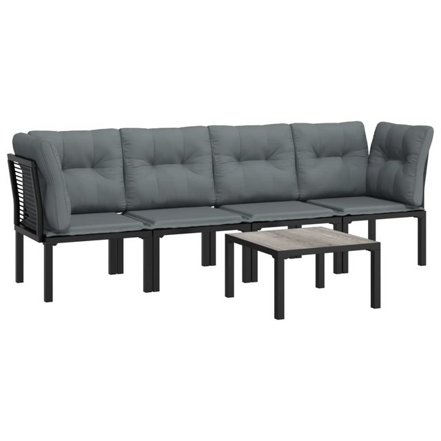 Bild von vidaXL Gartenlounge-Set 5-tlg. Garten-Lounge-Set Schwarz und Grau Poly Rattan, (1-tlg)