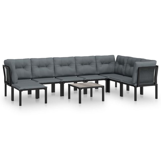 Bild von vidaXL 9-tlg Garten-Lounge-Set Schwarz und Grau Poly Rattan Modell 1