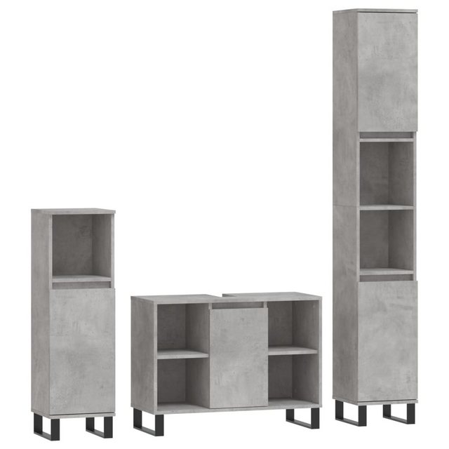 Bild von vidaXL Badezimmer-Set 3-tlg. Badmöbel-Set Betongrau Holzwerkstoff, (3-St)