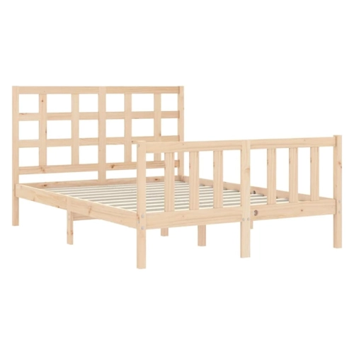 Bild von vidaXL Massivholzbett, vidaXL Massivholzbett, Bett mit Kopfteil, Holzbett Doppelbett für Schlafzimmer, Bettrahmen Bettgestell mit Lattenrost, Weiß 140x200cm