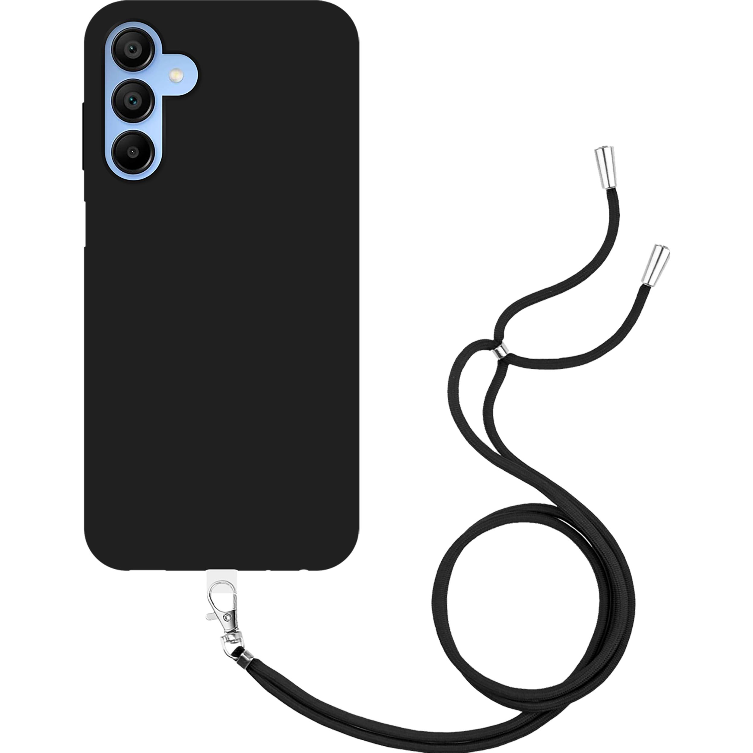 Bild von Cazy Handykette Hülle Kompatibel mit Samsung Galaxy A15 / A15 5G - Silikon Handyhülle mit Band Necklace, Handykette, Schwarz