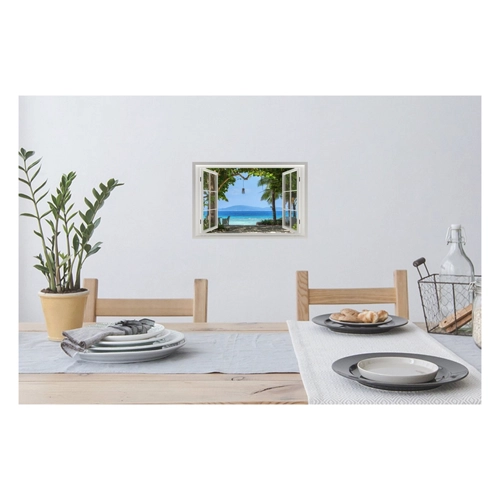 Bild von MuchoWow Wandsticker Aussicht - Baum - Meer - Palme - Hügel - Strand