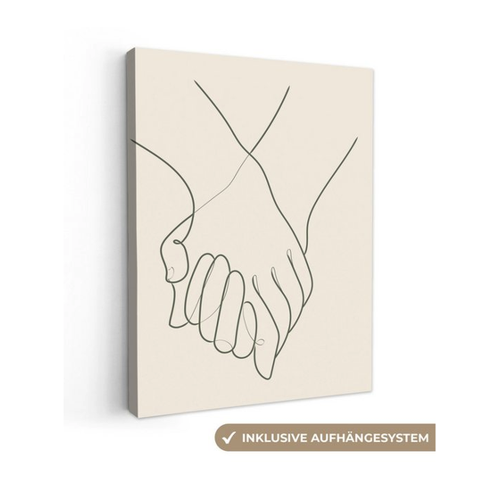 Bild von OneMillionCanvasses® Leinwandbild Hände - Strichzeichnung - Schwarz - Grün