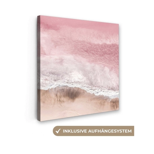 Bild von OneMillionCanvasses® Leinwandbild Meer - Strand - Rosa - Natur, Fotodruck 20x20 cm