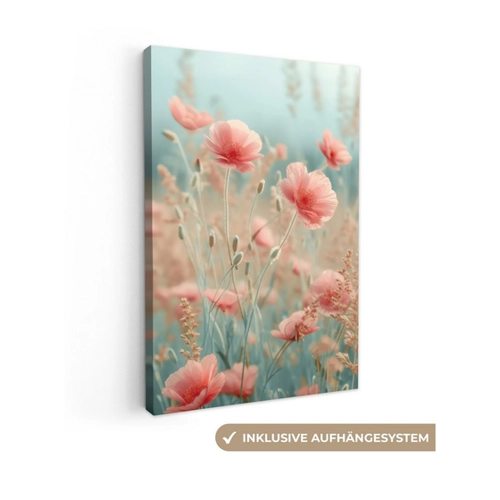 Bild von Dekoratives Leinwandbild von MuchoWow - Rosa Mohnblumen