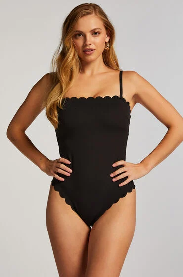 Bild von Hunkemöller Badeanzug Shaping Bandeau Scallop Schwarz