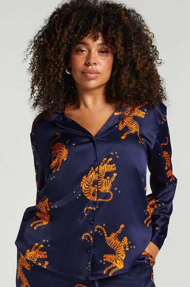 Bild von Hunkemöller Langarmjacke Satin Blau