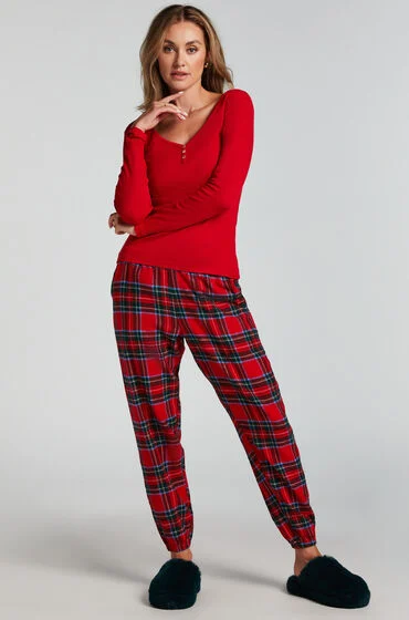 Bild von Hunkemöller Pyjamahose aus Flanell Rot