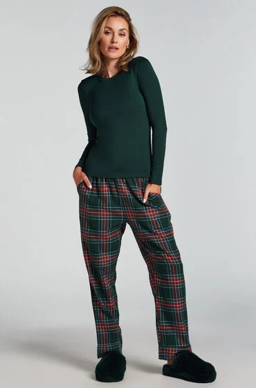 Bild von Hunkemöller Pyjamahose aus Flanell grün