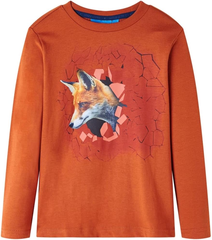 Bild von Kinder-Langarmshirt mit Fuchs-Aufdruck Pullover Sweatshirt T-Shirt Rostbraun 104